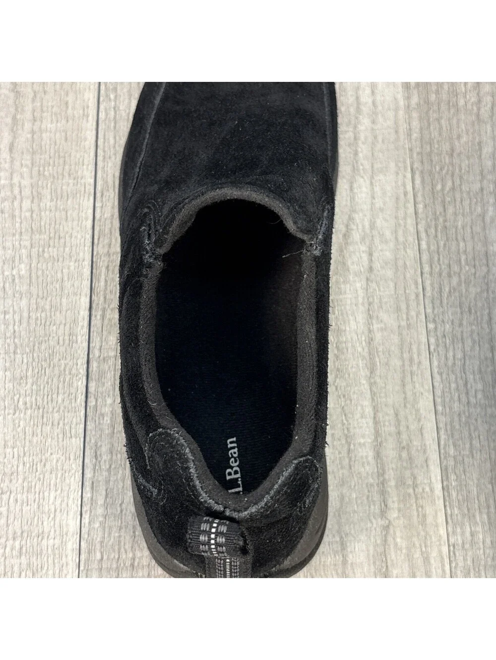 LL Bean Women's Suede Slip-On Moc Shoes Black Size 8